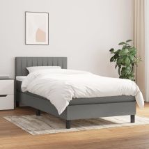 Jinlefu - Cama Box Spring Con Colchón Tela Gris Oscuro 90x200 Cm Vidaxl