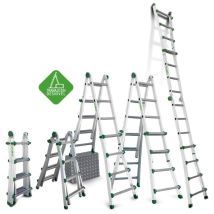 Escalera telescópica de aluminio 8+8 peldaños – Modelo ES.TELE AK44 – Escalibur
