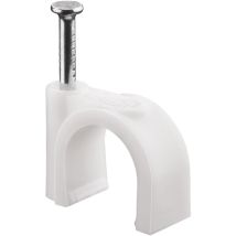 Chiodini Fissacavo 12 Mm, Bianco, Fissaggio Per Cavi Con Diametro Fino A 12 Mm. Diametro 12 Mm