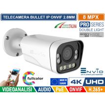 Telecamera Bullet Ip Double Light 8m Sony Starvis Poe Onvif H.265+ Visione Notturna A Colori/bianco E Nero/a Colori Su Allarme 40 Metri Analisi Video