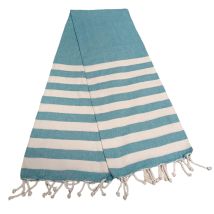 Atout Ciel Telo Mare Fouta A Righe Con Frange, 90 X 180 Cm, Blu