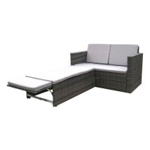 Evre - Rattan Outdoor Garden Sofa Furniture Love Bed Patio Sun Bed 2 Seater Grey New