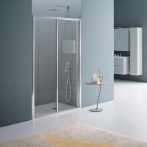 Samo - Porte De Douche Coulissante 2 Panneaux 146-153 Cm Ht. 185 Cm Profilé Blanc Verre Transparent - America