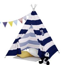 Neo Navy Striped Canvas Childrens Indian Tent Teepee