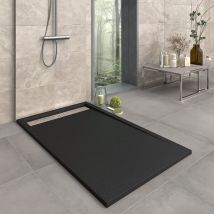 Plato De Ducha Resina Orion Negro 80x140 Cm Rejilla Acero Inox.