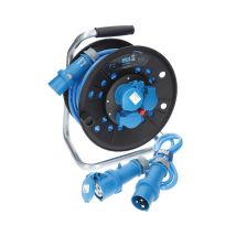 Kalle Campingkabeltrommel Cee 230v 16a 2,5mm² Extreme Blau Ip44 25 Meter Im Set Mit Anschlussleitung 1,5 Meter