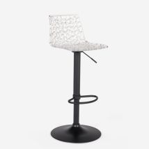 Grand Soleil – Tabouret De Bar Réglable 57,5-79 Cm – Assise En Polycarbonate – Base Acier Noire Mate – Siège Pivotant 360° – Repose-pieds Courbé