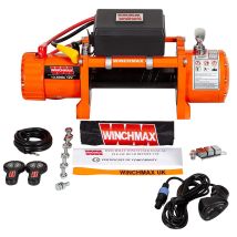 Winchmax - 13,500lb (6,123kg) Original Orange 12v Electric Winch, No Rope, No Fairlead. Twin Wireless Remote Control
