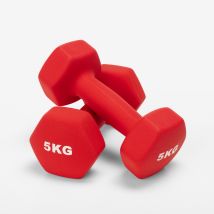 Coppia 2 X 5kg Manubri Pesetti Palestra E Fitness In Vinile Megara