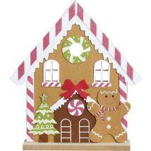 House Of Seasons Pfefferkuchenhaus Polyester 33,5 X 30 X 6 Cm Braun-rot Figur