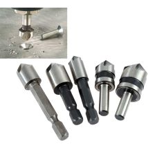 Juego De 5 Fresas Cónicas Para Madera Y Plástico, Ø 6,35 Mm, 6 Mm / 8 Mm / 9 Mm / 13 Mm / 16 Mm / 19 Mm, 82 Grados - Plata