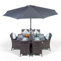 Savannah Rectangular 6 Seater Rattan Patio Dining Set - Grey