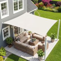 3x4m Crème Voile D’ombrage Rectangulaire, Toile Imperméable Une Protection Des Rayons Uv À 95%, Voile Ombrage Pour En Plein Air, Jardin & Terrasse