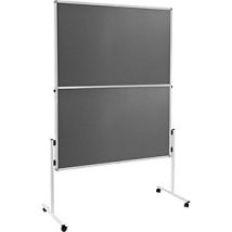 Pannello espositivo Economy 1200 x 1500 mm - Feltro grigio - Telaio bianco in alluminio - 4 ruote con freni