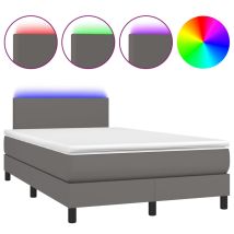 Bonnevie - Estructura De Cama Led Con Cabecero Con Somier Y Cubrecolchón 120x200 Cm Sintético Gris Tdl0207963