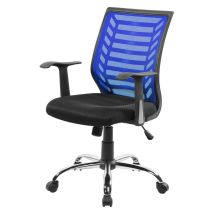 Silla De Oficina Harbour, Silla De Trabajo De Malla Con Reposabrazos, Asiento De Oficina Ergonómico, Cm 59x60h93/103, Negro Y Azul