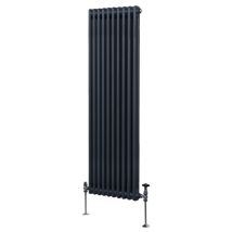 Monster-shop - Radiador Tradicional Vertical De 2 Columnas 1800mm X 472mm Gris Antracita Acero Montado En Pared Kit De Fijación Y Soportes + Cepillo 