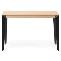 Box Furniture - Mesa Lunds 120x80x75cm Negra En Madera Maciza De Pino Acabado Natural Estilo Nórdico Industrial