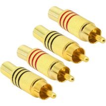 Spina Audio Rca, Connettore Av Stereo Maschio Placcato In Oro Con Adattatore Audio A Molla Coassiale Senza Saldatura (confezione Da 4)