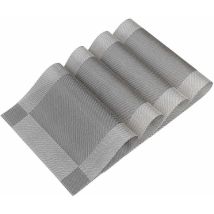 Placemats Set Set Of 4 Washable Pvc Heat Resistant Non-slip Table Mat For Dining Kitchen Living Room Garden Or Dining Room Restaurant - Gray