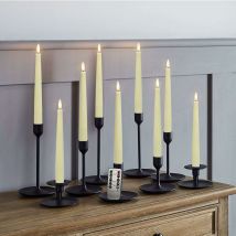 Fuhuida Trading - 10 Inch Flameless Taper Candles - Realistic 3d Flame With Wick, Real Ivory Wax, Flickering Led Candlesticks, Springtime Decor, Auto 