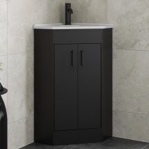 Alpine - Black Bathroom Furniture Vanity Unit With Basin 585mm Corner Double Door