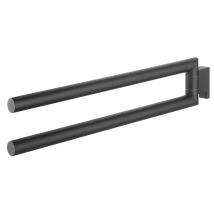 Tiger - Handtuchhalter 2 Armig Wand Bold, Handtuchstange Zweiarmig Zum Bohren, Metall Schwarz