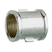 Toma de latón cromado 3/4" hembra/hembra – Temperatura máxima +100 °C – Presión máxima 1,0 MPa – Material latón niquelado