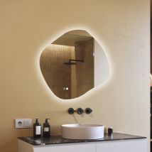 Artforma - Badezimmerspiegel Mit Beleuchtung, 94x84, Touchschalter , Beschlagfrei, Led Dual, Ovaler Spiegel