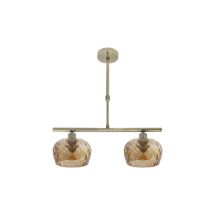 Fabrilamp - Lampara Estela 2xe14 Cuero Regx41x13 Cm C/tulipas Cristal Tallado Ambar