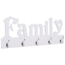 Perchero De Pared En Mdf Con Motivo Family Y 5 Ganchos 74x29,5 Cm Dec024224