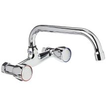 Dp Griferia - Dp Bath Bc150 Rubinetto Per Lavello Cucina A Parete Sauco 150, Argento, 15 Cm
