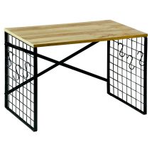 Kesper - Metallregal Für Die Küche Mit Haken Und Eichenholzdekor, 52 X 32,5 Cm