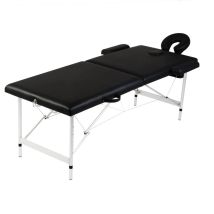 Lettino Da Massaggio Pieghevole A 2 Zone Con Struttura In Acciaio Inox Nero 020001886