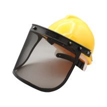 Casco de protección amarillo con pantalla facial y malla metálica – Cumple con normativa EN 397 y EN 1731