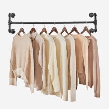 Songmics - Perchero De Pared Para Ropa, Percha Para Colgar Ropa Industrial, Ahorro De Espacio, 112 X 30 X 29,3 Cm, Carga Hasta 60 Kg, Fácil Montaje, 