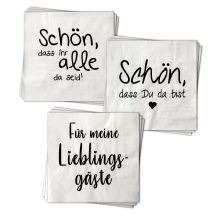 Servietten 60 Stück Mit 3 Verschiedenen Motiven - Gastfreundschaft - Tischdeko Papierservietten 3er Set Mit Spruch - 3-lagig Für Taufe Hochzeit 