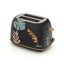 Tostapane Kaito Con Doppia Fessura Extra Ampia 6 Livelli Di Tostatura Decorazione Floreale E Effetto Legno Nero Opaco