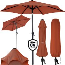 Kingsleeve Ombrellone 300 Cm Grande Protezione Uv 80+ Manovella Pieghevole Impermeabile In Alluminio Rotondo 3m Balcone Terrazza Giardino Terrakotta (