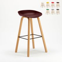 Sgabello Alto Per Bar E Cucina Effetto Legno Towerwood - Marrone