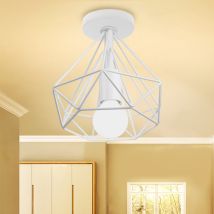 Wottes - Lámpara De Techo Moderno Lámpara Colgante Estilo Jaula Geométrica Iluminación De Techo Interior Blanco