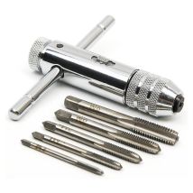 Llave De Machos De Roscar Con Carraca En T, Llave De Machos Ajustable Con 5 Tornillos De Máquina Roscados En T Métricos M3-m8 (3 Mm-8 Mm), Ouylaf