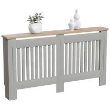 Home Discount - Arlington Heizkörperverkleidung Aus Mdf, Moderner Schrank Mit Lamellengitter, Grau, Groß