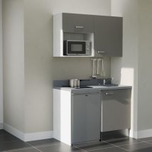 Kochnischen K07l - 120 Cm - Grau - Cromo - Spüle Rechts + Haushaltsgeräte Edelstahl