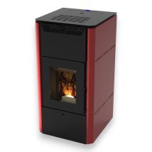 Stufa A Pellet 61x62xh119 Cm Con Autonomia Max 30h Bordeaux