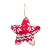 Décoration Sapin De Noël Classique Étoile Tricot Rouge 11x4x11cm