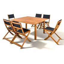 Ensemble Repas De Jardin Toscana - Table Extensible + 6 Chaises Pliables - Bois D'Acacia Fsc - 6 Places - Bocarnea