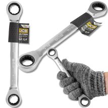 Llave De Carraca De Doble Extremo Jcb De 18x19 Mm, Cr-v, 12 Puntas.