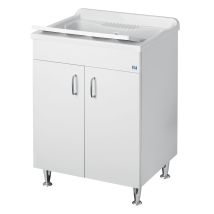 Negrari – Mobile bagno lavatoio bianco in nobilitato idrofugo 18 mm – 45x60 cm – Altezza 85 cm
