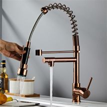 Petites Ecrevisses - Grifo De Cocina Extraíble Giratorio 360° Grifo Fregadero Con 2 Boquillas Grifo Monomando Agua Fría Y Caliente Regulable Rosa